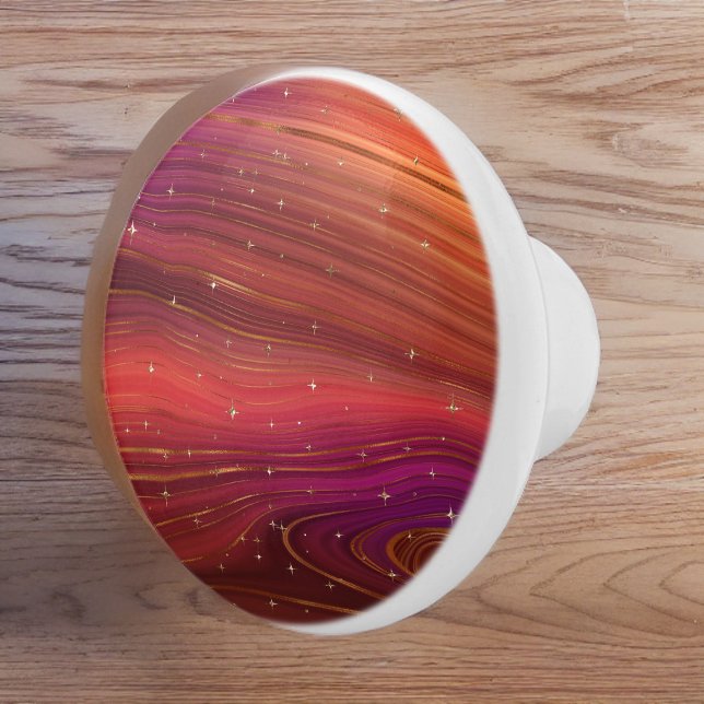 Sparkly Red and Orange Molten Earth Strata Ceramic Knob (Creator Uploaded)