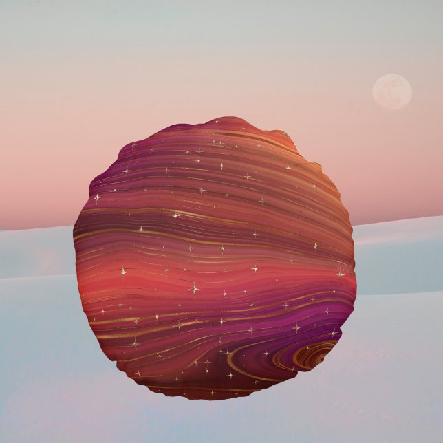 Sparkly Red and Orange Molten Earth Strata Round Cushion (Creator Uploaded)