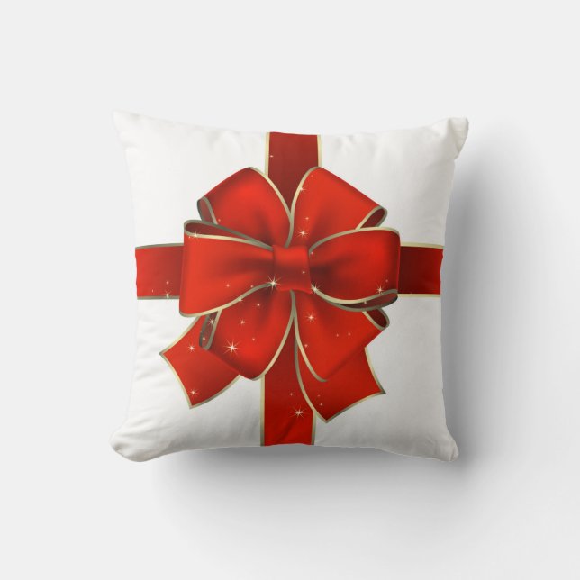 Sparkly Red Bow Cushion (Front)