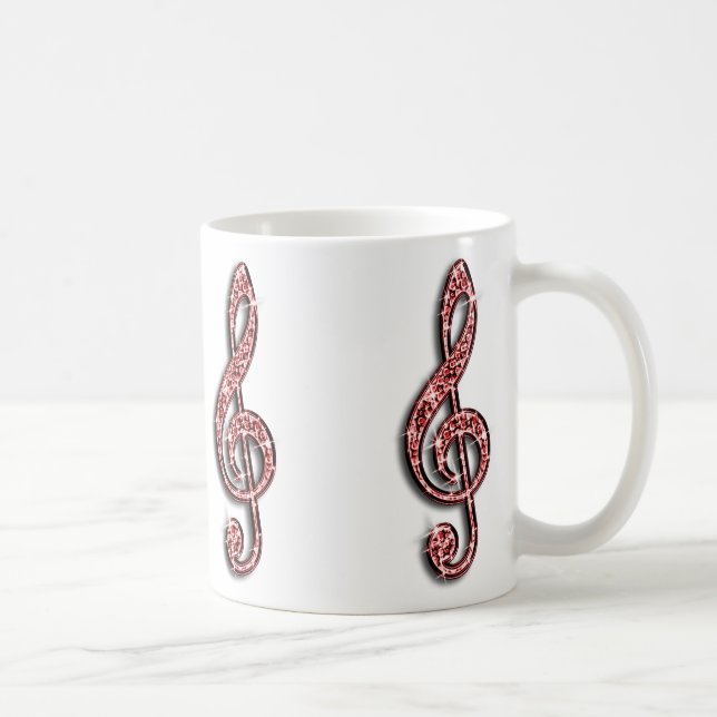Sparkly Red Music Note Coffee Mug (Right)