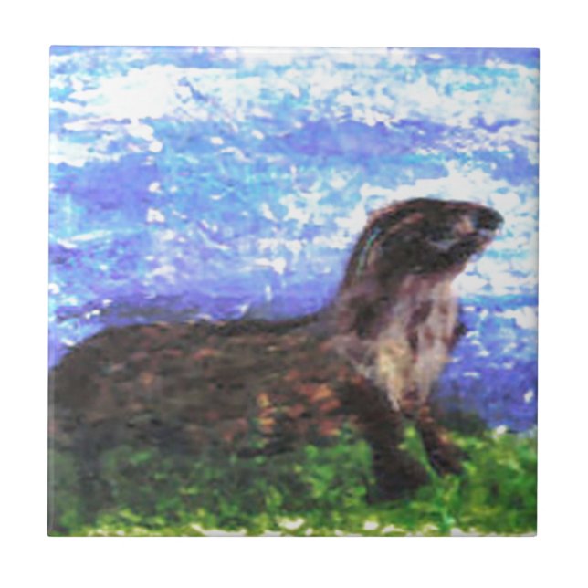 Sparkly River Otter Tile (Front)