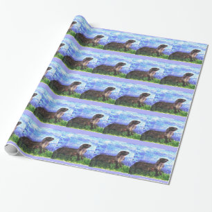 Sparkly River Otter Wild Animal Wrapping Paper