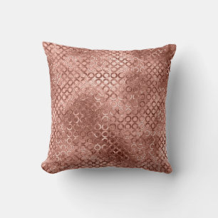 Sparkly Rose Gold Circles Pink Luxury Sparkle Cushion