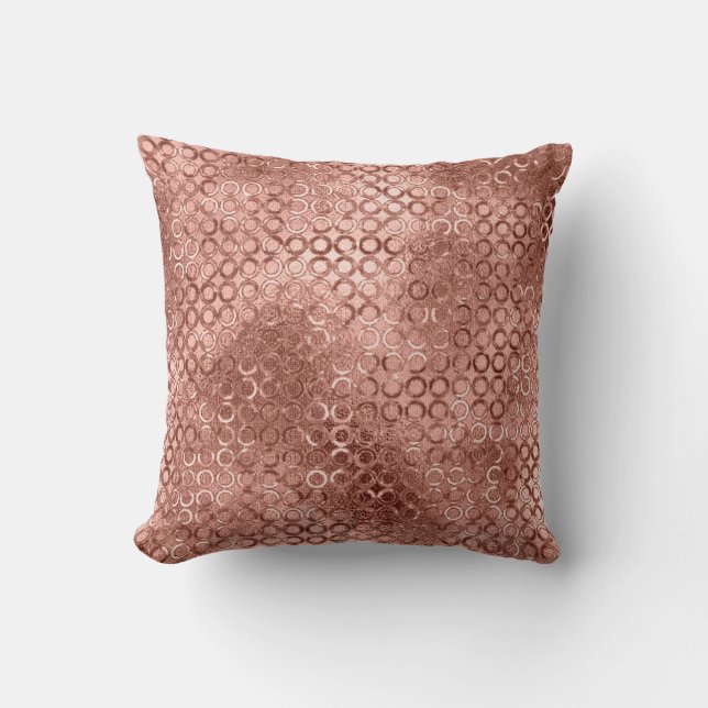 Sparkly Rose Gold Circles Pink Luxury Sparkle Cushion (Front)