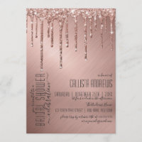 Sparkly Rose Gold Glitter Drips Bridal Shower