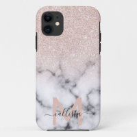 Sparkly Rose Gold Glitter Marble Ombre