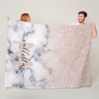 Sparkly Rose Gold Glitter Marble Ombre