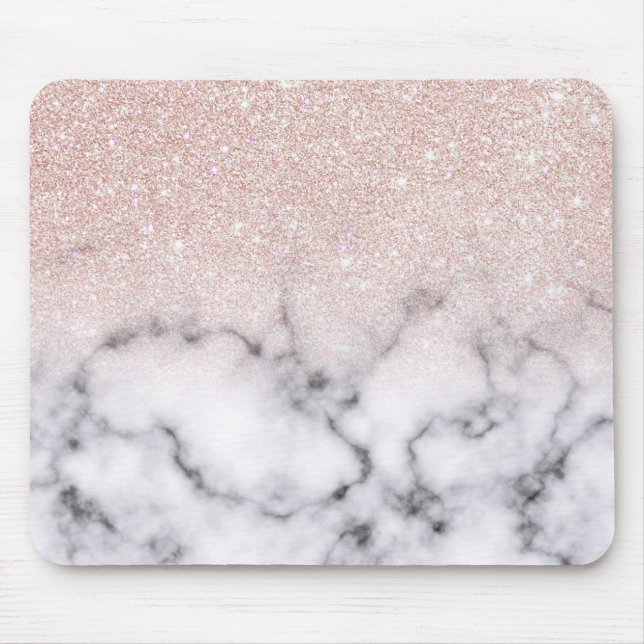 Sparkly Rose Gold Glitter Marble Ombre Mouse Pad (Front)