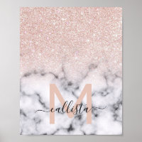 Sparkly Rose Gold Glitter Marble Ombre