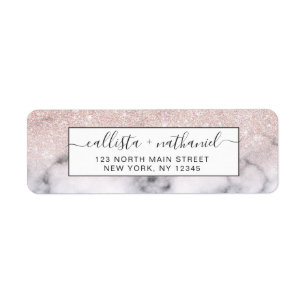Sparkly Rose Gold Glitter Marble Ombre Return Address Label