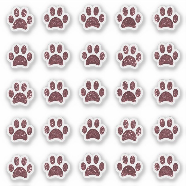 Sparkly Rose Gold Glitter Paw Prints Sticker Set (Front)