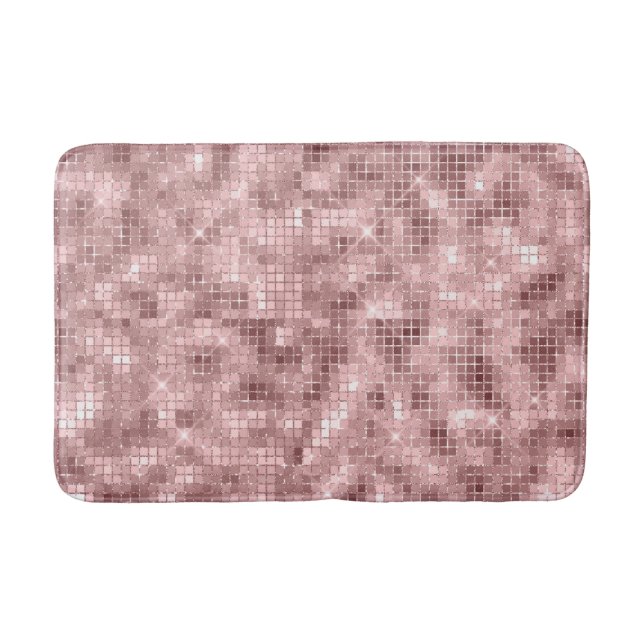 Sparkly Rose Gold Pink Luxury Sparkle Girly Bath Mat (Front)