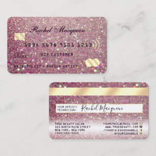 Sparkly Rose Pink Gold Glitter Credit Business Card