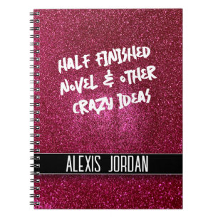 Sparkly Ruby Red Glitter Black and White Graffiti Notebook