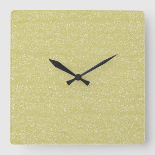 Sparkly Sandy Gold & Silver Glitter Square Wall Clock