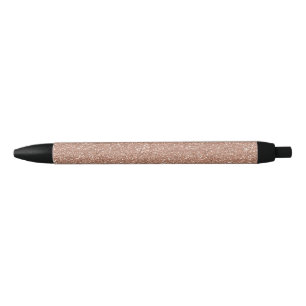 Sparkly Shiny Glitter Rose Gold Black Ink Pen