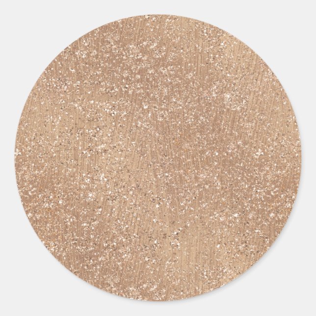 Sparkly Shiny Glitter Rose Gold Classic Round Sticker (Front)