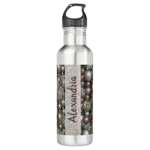Sparkly Silver and Pink Stringed Beads      710 Ml Water Bottle