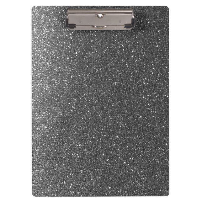 Sparkly Silver Black Glitter Teachers Classroom Clipboard (Front)