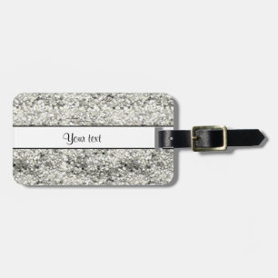 Sparkly Silver Glitter Luggage Tag