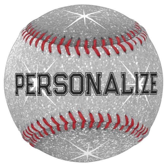 Sparkly silver glitter personalised softball gift (Back)