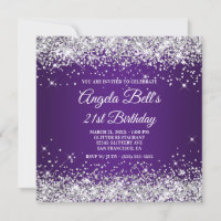 Sparkly Silver Glitter Royal Purple 21st Birthday