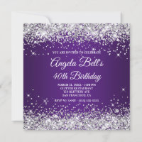 Sparkly Silver Glitter Royal Purple 40th Birthday