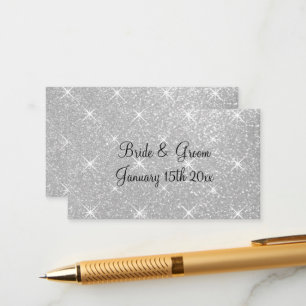Sparkly silver glitter wedding enclosure cards