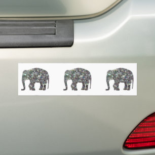 Sparkly silver mosaic glitter Elephant Bumper Sticker