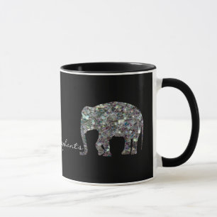 Sparkly silver mosaic glitter Elephant Mug