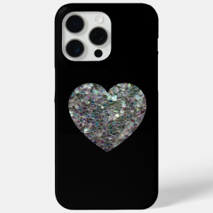 Sparkly silver mosaic glitter Heart iPhone 15 Pro Max Case