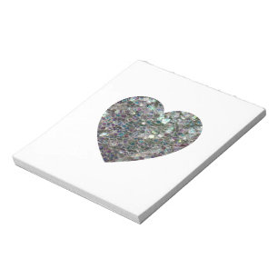 Sparkly silver mosaic glitter Heart Notepad