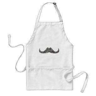 Sparkly silver mosaic glitter Moustache Customise Standard Apron