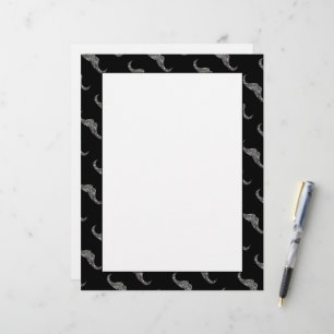 Sparkly silver mosaic Moustache pattern paper