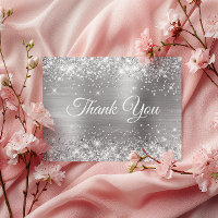 Sparkly Silvery Glitter Silver Foil Thank You