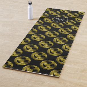 Sparkly Smileys Yellow Gold sparkles Monogram Yoga Mat