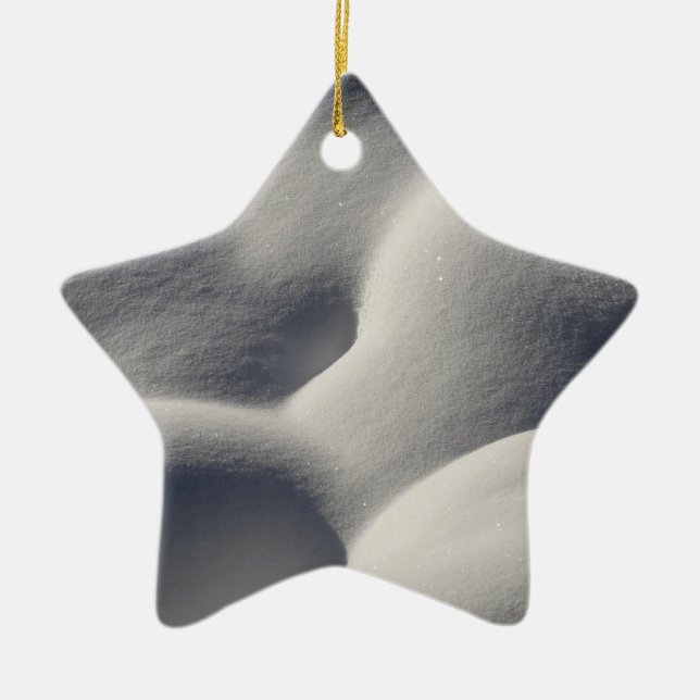 Sparkly Snow Mounds Abstract Nature Ceramic Tree Decoration (Front)