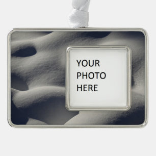 Sparkly Snow Mounds Abstract Nature Silver Plated Framed Ornament