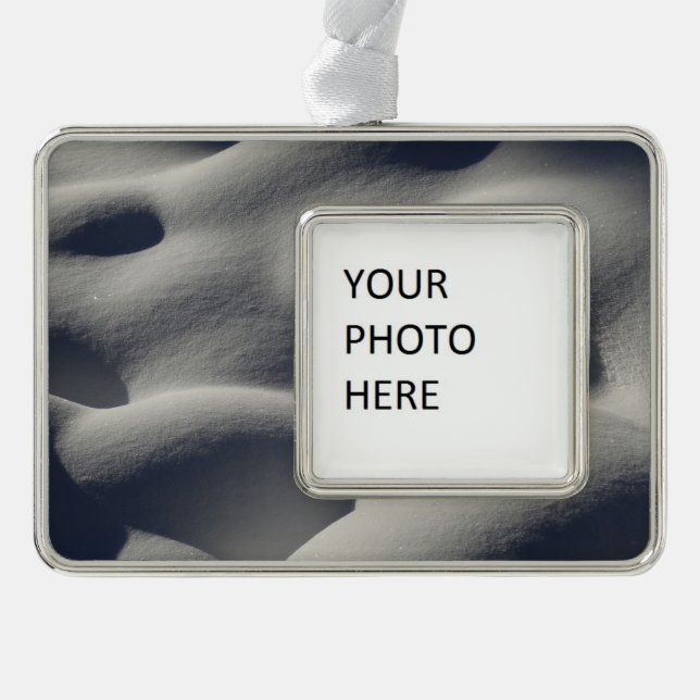 Sparkly Snow Mounds Abstract Nature Silver Plated Framed Ornament (Front)