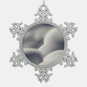 Sparkly Snow Mounds Abstract Nature Snowflake Pewter Christmas Ornament