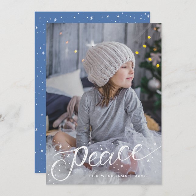 sparkly snow peace holiday card (Front/Back)