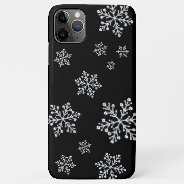 Sparkly Snowflakes black iPhone Case (Back)