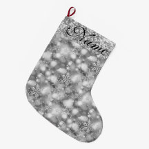 Sparkly Snowflakes, Silver & Silver Glitter -