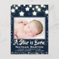 Sparkly Stars Baby Photo Frame Birth Announcement