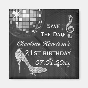 Sparkly Stiletto Heel 21st Birthday Save The Date Magnet