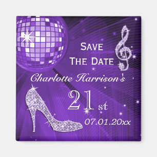 Sparkly Stiletto Heel 21st Birthday Save The Date Magnet