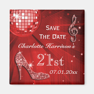 Sparkly Stiletto Heel 21st Birthday Save The Date Magnet