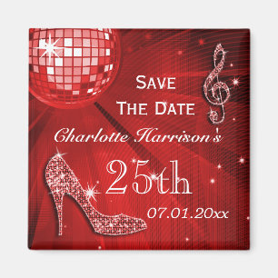 Sparkly Stiletto Heel 25th Birthday Save The Date Magnet