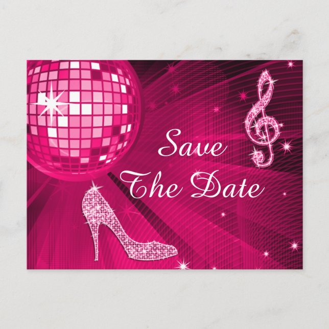 Sparkly Stiletto Heel 65th Birthday Save The Date Announcement Postcard (Front)