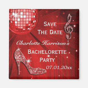 Sparkly Stiletto Heel Bachelorette Save The Date Magnet